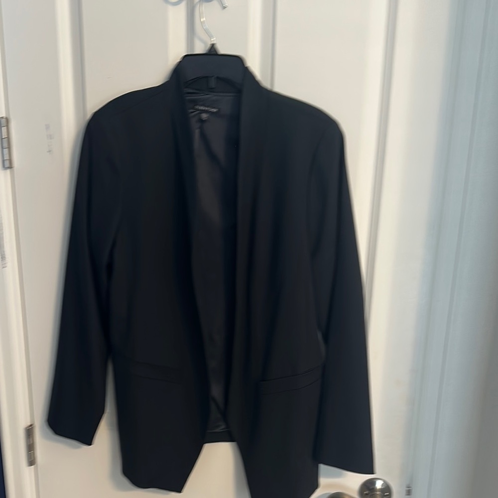 Eileen Fisher Blue Gray Shawl Collar Blazer Relaxed Fit